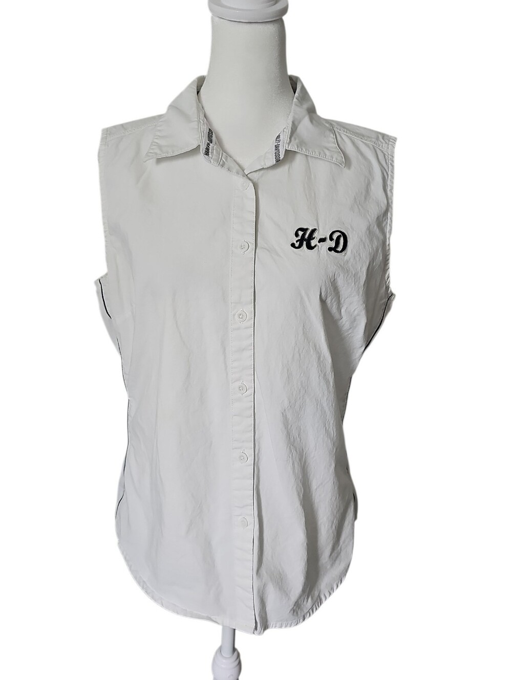 Vintage 2000s Y2K Harley Davidson Sleeveless Button Down Shirt Large